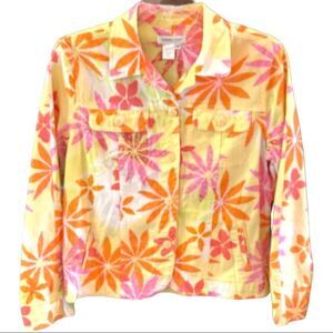 COLDWATER CREEK Size M Lightweight Jean Style Jacket In Yellow Pink Orange